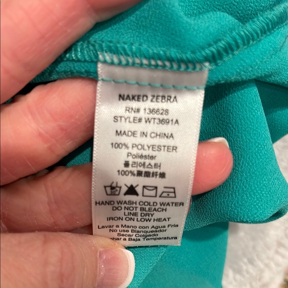 Small Teal Ruffle spaghetti Strap Top - Picture 10 of 10